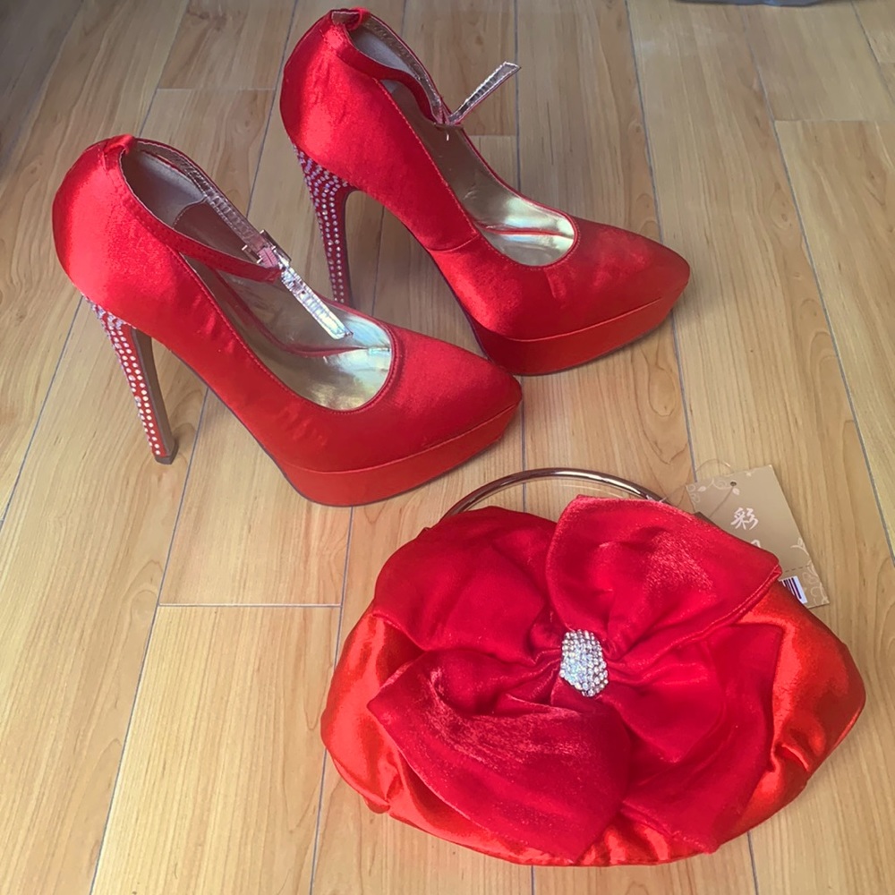 Heels and matching clutch